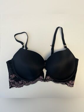 Womens Bra Black Pink Lace Underwire 38D Sexy Parisian Intimates